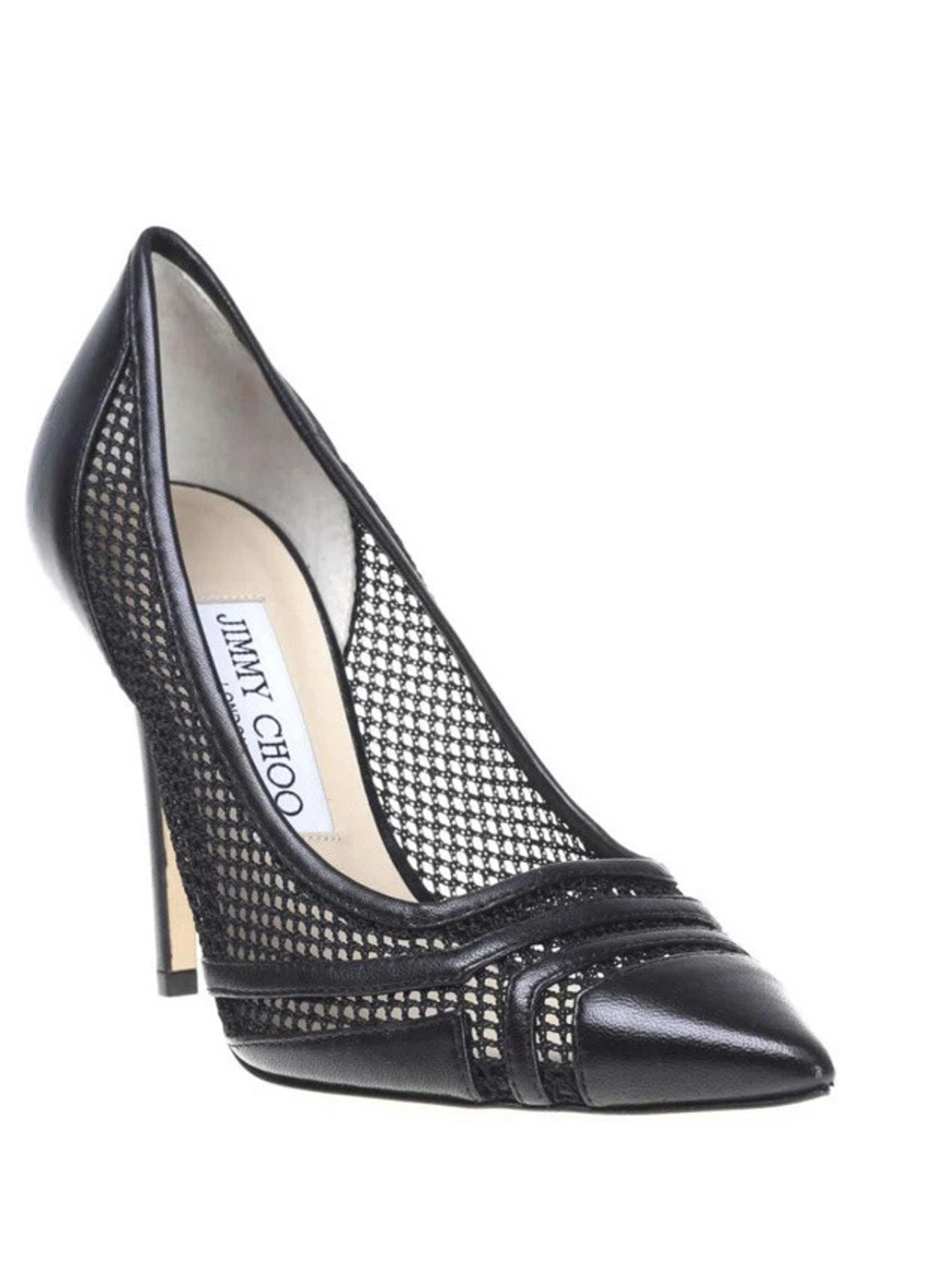 Jimmy Choo Hettie 100 Leather Mesh Pointed Toe Pumps Black Women's Size EU 41
